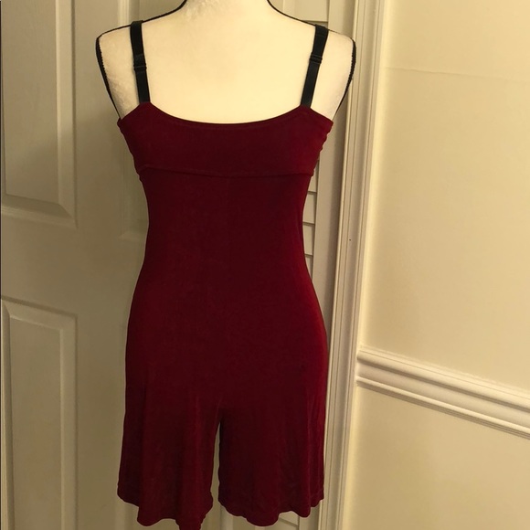 Pants - Burgundy Lycra Overall Shorts, size Large